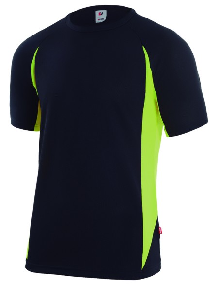 CAMISETA TECNICA BICOLOR M/C. NEGRO/AM.FLUOR TALLA S-3XL